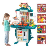 Cocina Juguete Niños Con Luz, Sonido,vapor Spray Azul 94 Set