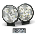 2 Faros Redondo 3 Pulgadas 9 Hiper Led Luz Blanco Cruz