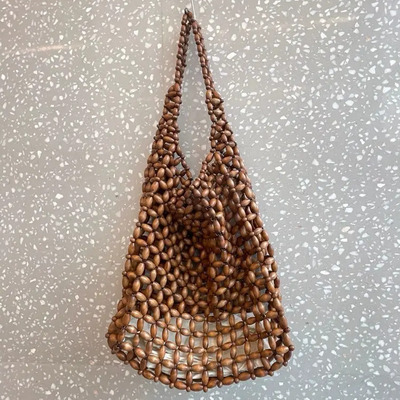 Bolso De Mano Tejido Para Mujer, Bolso De Viaje Con Cuentas
