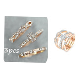 Set De Anillos 3 Piezas Cristal Austriaco Elegante