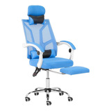 Silla Ejecutiva Reclinable Onof Respaldo Malla Ergonomica Color Azul