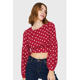 Blusa Crop Lunares Lazo Rojo Nicopoly