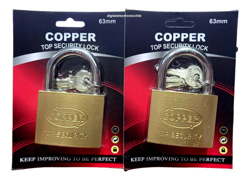 Pack De 2 Candado 63 Mm Grande + 3 Llaves Calidad Copper