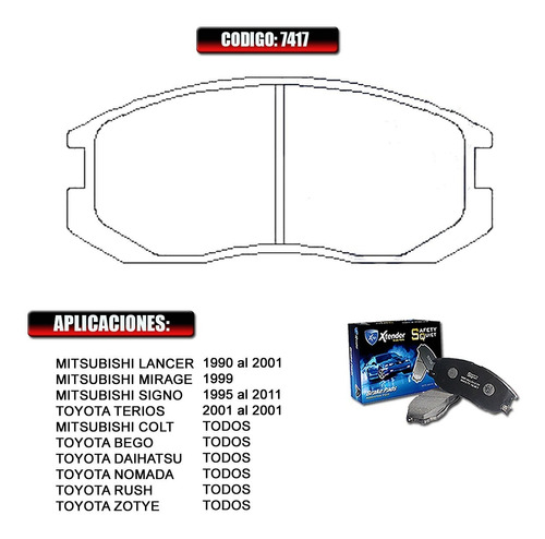 Pastillas De Freno Delanteras Mitsubishi Lancer 96-97-  7483 Foto 2