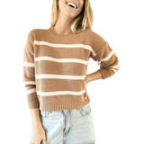 Sweater Rayado Lulyna Doble Hilado Grueso Pullover Mujer