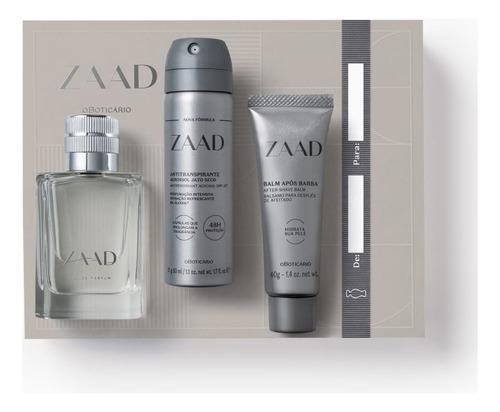 Kit Presente Perfume Zaad Eau De Parfume Homem (3 Itens)