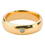 Anillo Matrimonio: Oro Amarillo 18 K Y Zircón