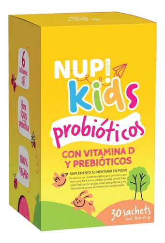 Nup Probioticos Kids Niños 30 Sachets 5 Cepas 6 Billones Ufc Sabor Sin Sabor