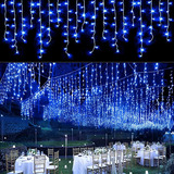 Cascata 400 Leds Azul 10 Metros Natal Cortina De Luzes