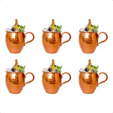 Caneca Moscow Mule Cobre 500ml Drinks Bartender Kit 6 Un