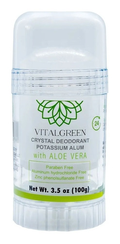 Desodorante Cristal Alumbre Con Aloe Vera 100g Vital Green