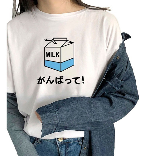 Remera Milk Kawaii Estampada Sublimada