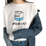 Remera Milk Kawaii Estampada Sublimada