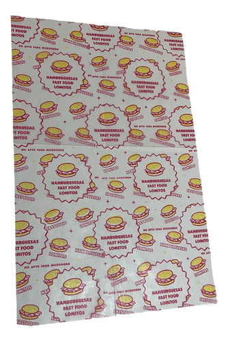 Papel Parafinado Para Hamburguesas Fast Food 25x40cm X 100un