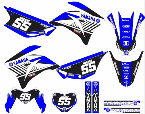 Kit Adesivo Moto Cross Trilha Xtz 250 Lander Azul Combo