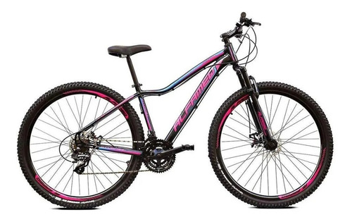Mountain Bike Alfameq Pandora Aro 29 15 27v Freios De Disco Cor Preto/rosa/azul Tamanho Do Quadro 15