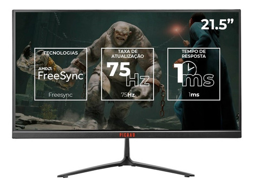 Monitor Gamer Pichau Athen V2l 21.5 Pol, Ips Fhd 1ms 75hz Fs Cor Preto 100v/220v