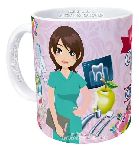 Mug Mejor Odontologo Nombre Personalizado Taza Pocillo