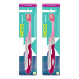 Kit Escova Dental Compact Macia Kess Belliz Rosa C/2