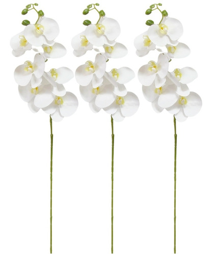 Kit 3 Orquídea Artificial Silicone Toque Real Arranjo Flores