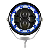 Faro Led Moto Lupa Proyector Blanco Y Ojo Angel Azul Ambar