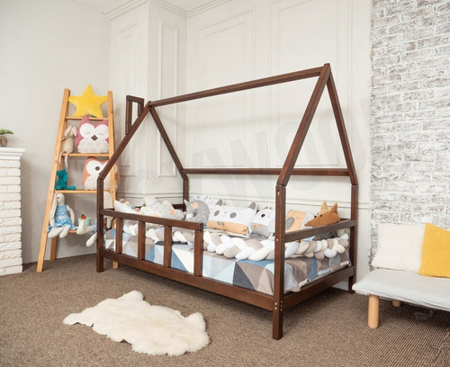 Cama Montessori Infantil Para Colchon Individual Casita Niño