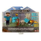 Steve Y Caballo Con Armadura Figura Deluxe 8.5cms Minecraft 