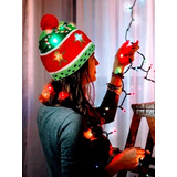 1 Gorro Con Luz Led Frio Invierno Navidad Galleta Jengibre 