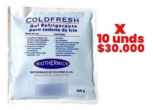 Bolsa Gel Refrigerante Coldfresh X 10 Unds