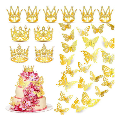 ~ 59 Corona Cake Toppers Y Mariposa Decorativas+alfiler ` | Envío gratis