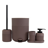 Conjunto De Banheiro Lavabo Kit 5peças Cor Café Concept Mood