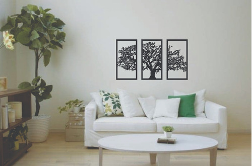 Decoración De Pared Bonsái Arbol De La Vida Triptico Mdf 4mm