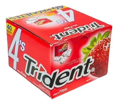 Chicle Trident Sabor Fresa 4's 40pz