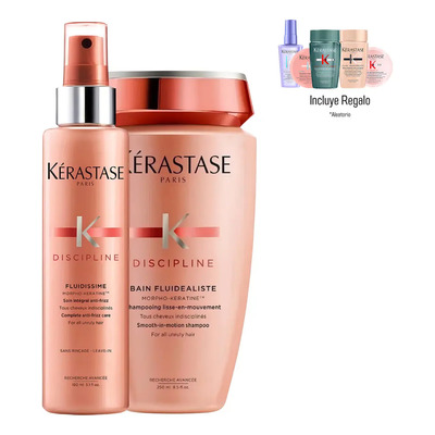 Kit Tratamiento Para Cabello Kerastase Discipline Shampoo Bain Fludealiste sin sulfatos Para Cabello Rebelde Anti- Frizz y Spray Fludissime | Envío gratis