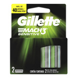 Cartuchos Para Afeitar Gillette Mach3 Sensitive X 2 Un