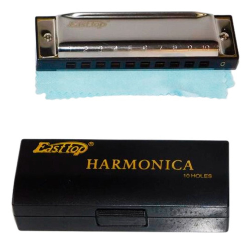 Armonica 10 Celdas Instrumento Viento Estuche Harmonica Fina