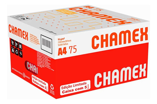 Papel Sulfite A4 Chamex Caixa 2500 Folhas 5 Resmas Original