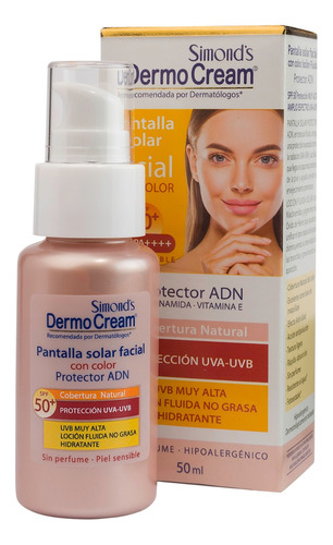 Pantalla  Dermocream Solar Facial Con Color 50ml