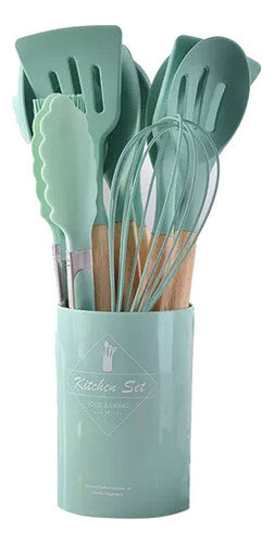 Kit Colher De Silicones Rosa De 12 Utensílios De Cozinha