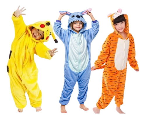Pijama Macação Pikachu / Tigrão / Stitch - Infantil Inverno