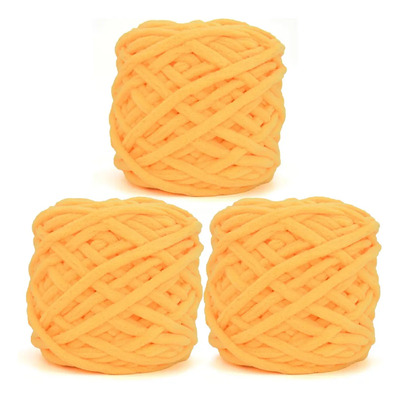 Hilo De Ganchillo Grueso De Chenilla, Terciopelo, 3 X 100 G
