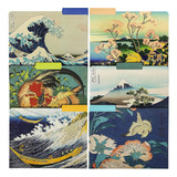 Paquete De 12 Carpetas Decorativas Japonesas Hokusai, Pestañ