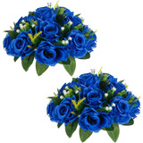 Flores Artificiales De Rosas, Azul Real Pack 2u.