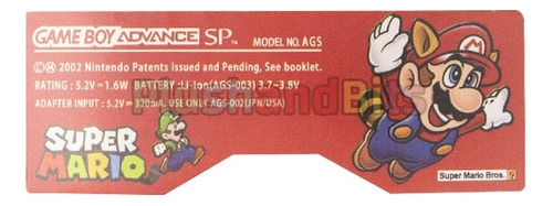 Sticker Para Game Boy Advance Gba Sp Diseño Super Mario Bros