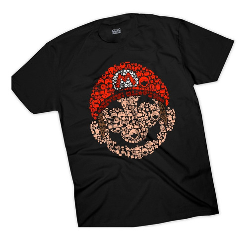 Playera Mario Bros Negro Nintendo Atari Mosaico Hombre