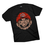 Playera Mario Bros Negro Nintendo Atari Mosaico Hombre