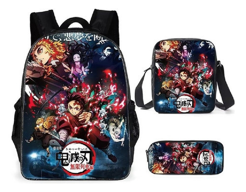 Bolsos Escolares De Demon Slayer A La Moda, 3 Piezas