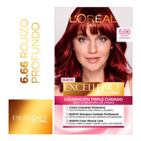 Kit Tintura Permanente L' Oréal Paris Excellence Creme Tono 6.66 Rojo Profundo