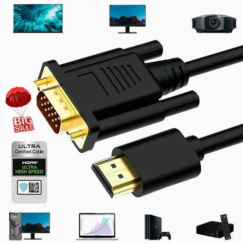Cable Convertidor 1080p Compatible Hdmi Macho A Vga Ma