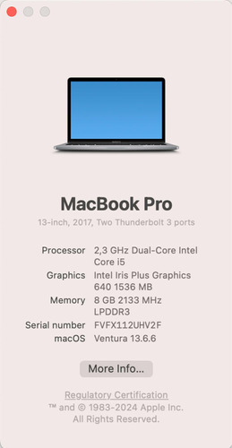 Macbook Pro 2017 128 Gb
